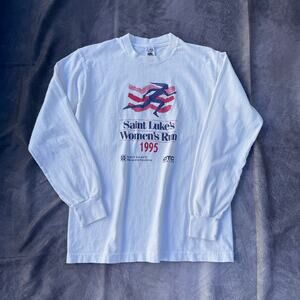 Vintage 1995 Saint Luke's Women's Run White Long Sleeve Running Shirt Sz Medium